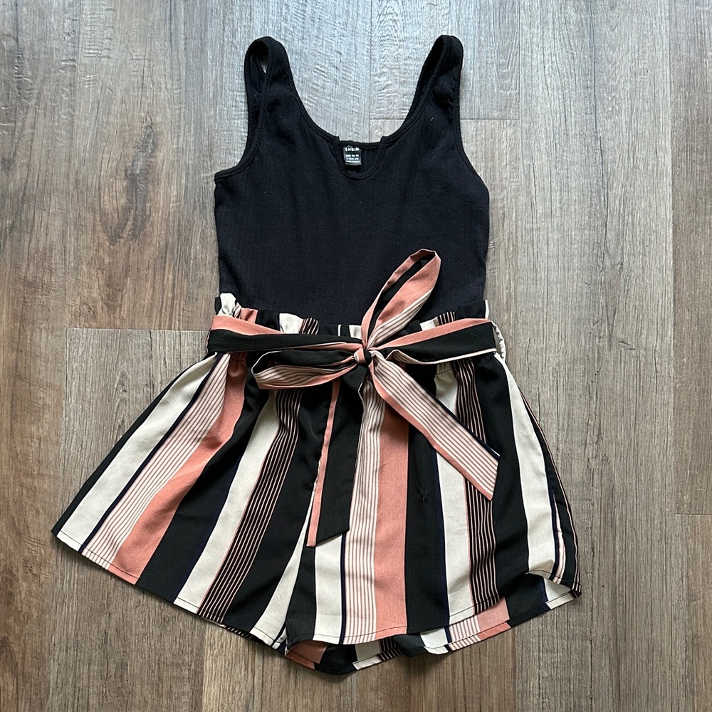 SHEIN Women's Romper Black/Striped